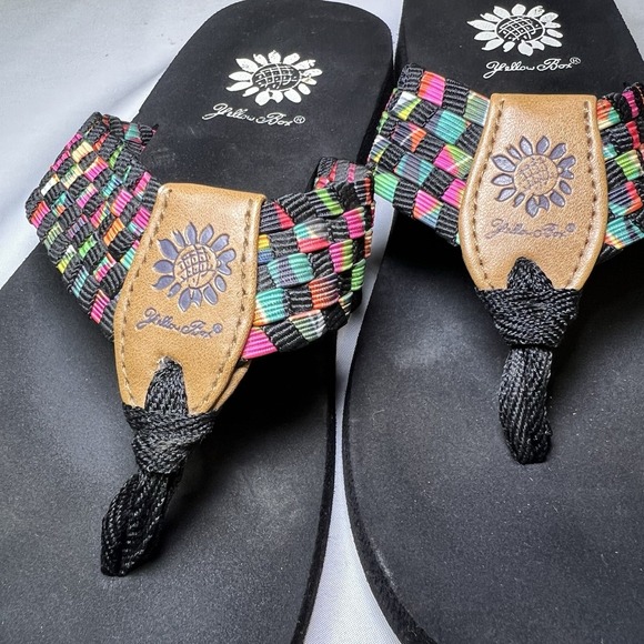 Yellow Box Oria Blue Multi Color Stripe Flip Flops Women's Size 6 - Picture 2 of 7